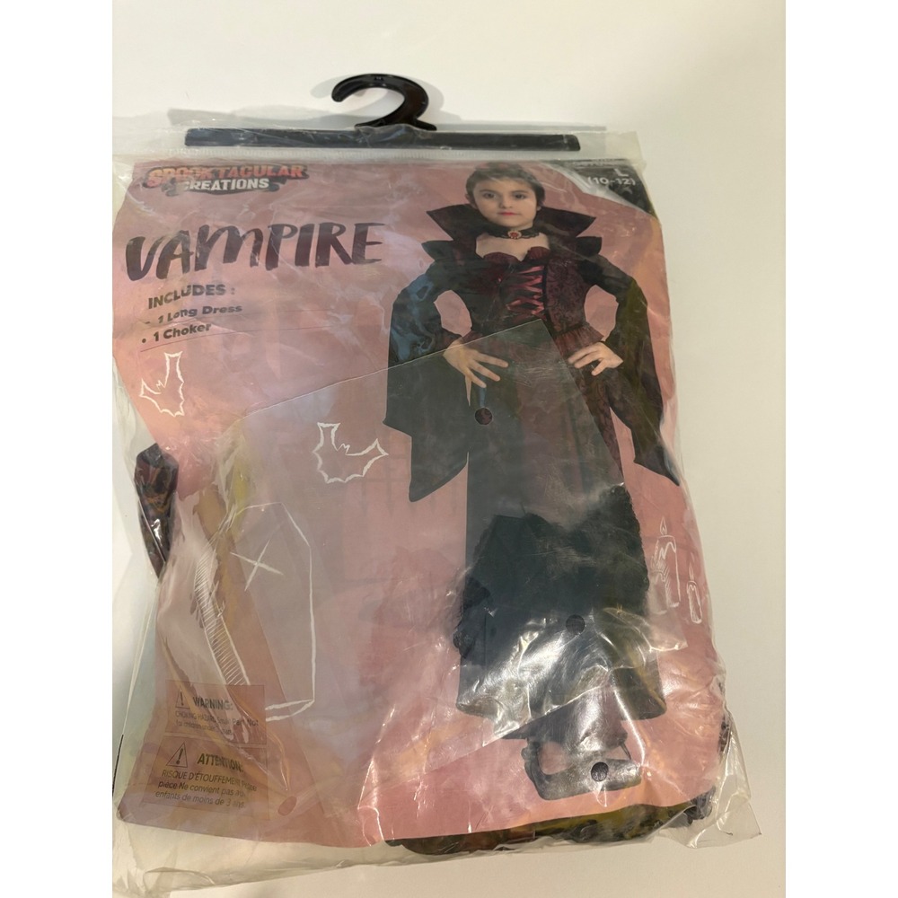 Girls Vampire Halloween Costume Dress Only Size Large 10-12 No Choker - Picture 7 of 7